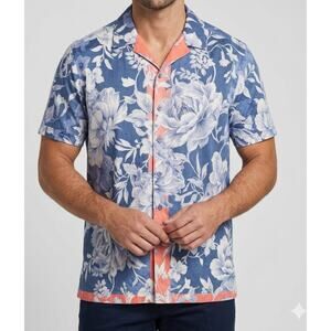 Robert Graham Blue Floral Short Sleeve Shirt "Knowledge Wisdom Truth"